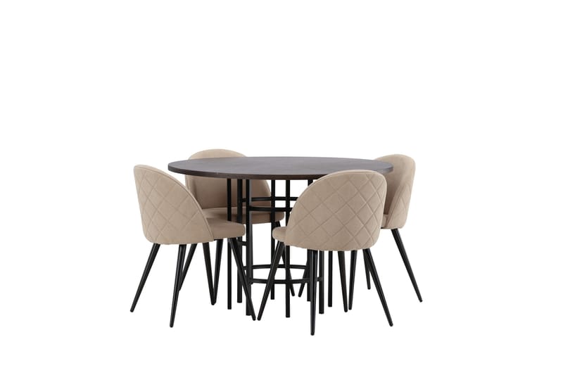 Copenhagen Matgrupp 115 cm Rund med 4 Velvet stolar - Beige - Möbler - Bord & matgrupper - Matgrupper