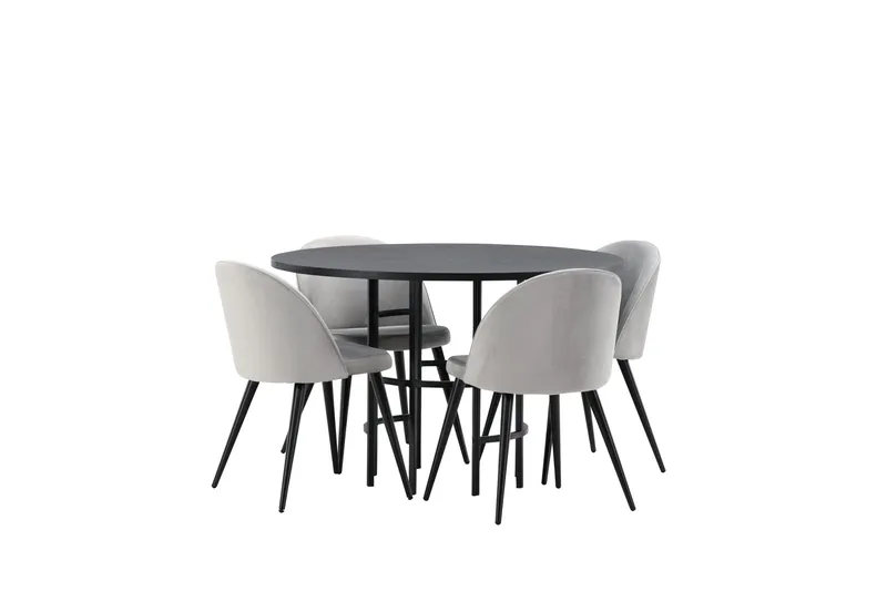 Copenhagen Matgrupp 115 cm Rund med 4 Velvet stolar - Svart - Möbler - Bord & matgrupper - Matgrupper