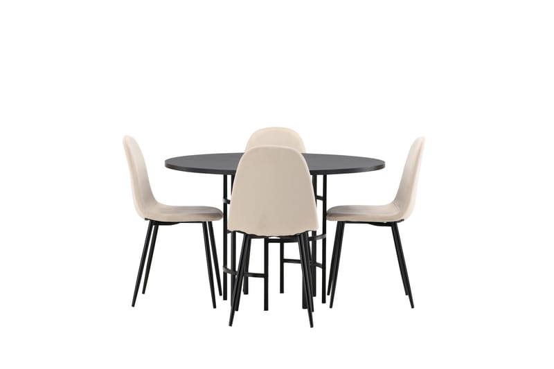 Copenhagen Matgrupp 115 cm Rund med 4 Polar stolar, Beige