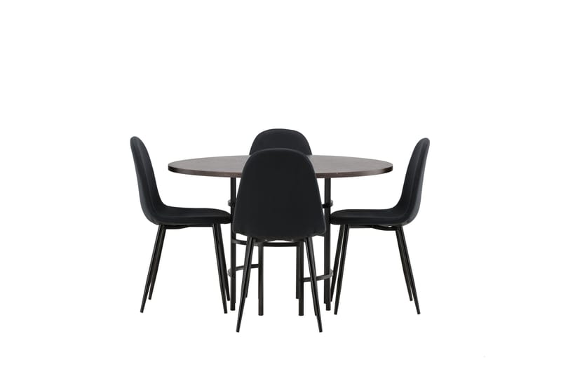 Copenhagen Matgrupp 115 cm Rund med 4 Polar stolar, Svart