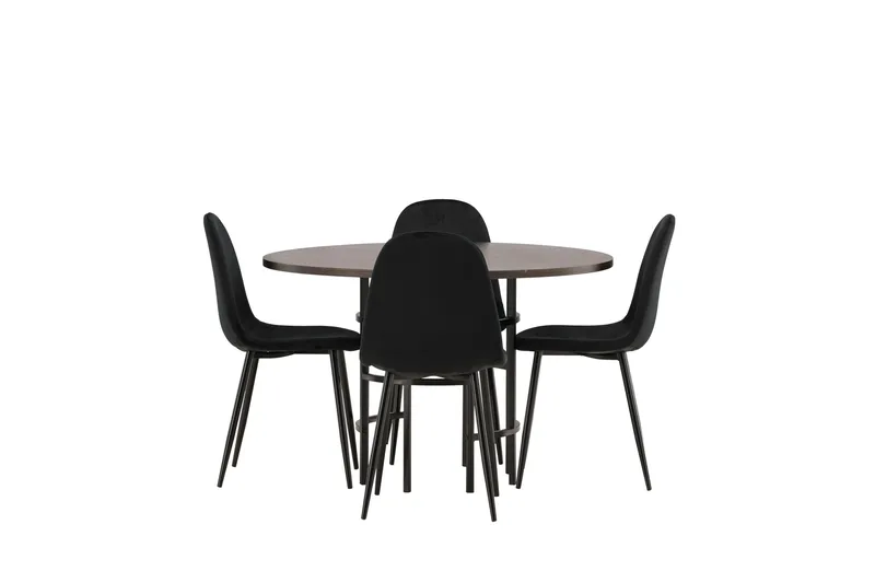 Copenhagen Matgrupp 115 cm Rund med 4 Polar stolar, Svart