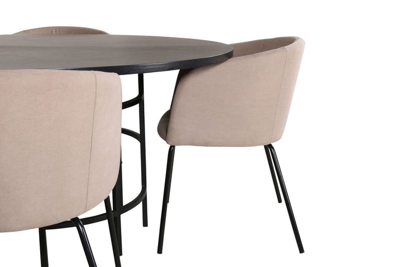 Copenhagen Matgrupp 140 cm Rund med 4 Berit stolar - Beige/Svart - Möbler - Bord & matgrupper - Matgrupper