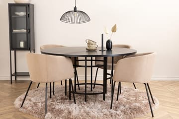 Copenhagen Matgrupp 140 cm Rund med 4 Berit stolar - Beige/Svart - Möbler - Bord & matgrupper - Matgrupper