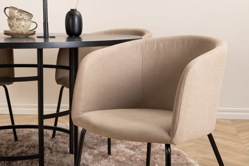 Copenhagen Matgrupp 140 cm Rund med 4 Berit stolar - Beige/Svart - Möbler - Bord & matgrupper - Matgrupper