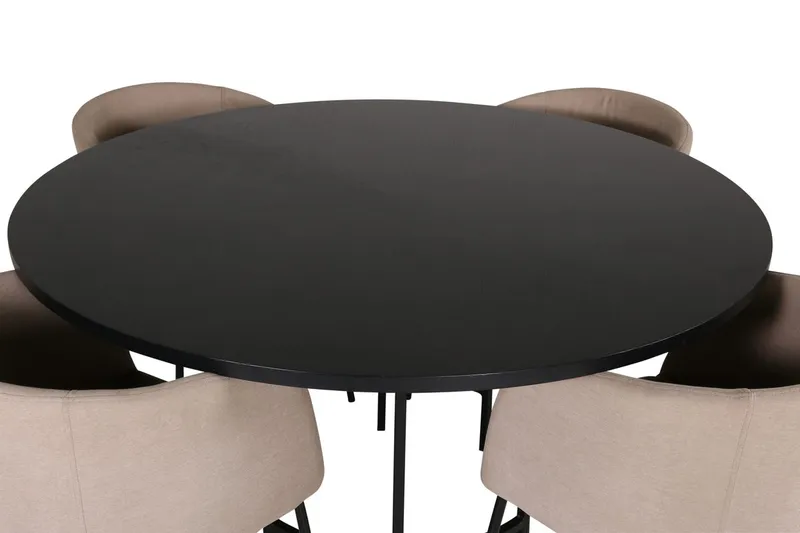 Copenhagen Matgrupp 140 cm Rund med 4 Berit stolar - Beige/Svart - Möbler - Bord & matgrupper - Matgrupper