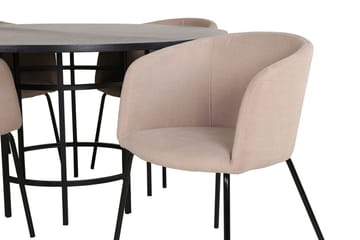 Copenhagen Matgrupp 140 cm Rund med 4 Berit stolar - Beige/Svart - Möbler - Bord & matgrupper - Matgrupper