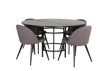 Copenhagen Matgrupp 140 cm Rund med 4 Velvet stolar - Möbler - Bord & matgrupper - Matgrupper