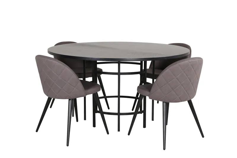 Copenhagen Matgrupp 140 cm Rund med 4 Velvet stolar, undefined