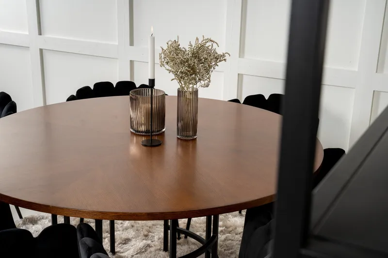 Copenhagen Matgrupp 140 cm Rund med 6 Limhamn stolar - Svart - Möbler - Bord & matgrupper - Matgrupper