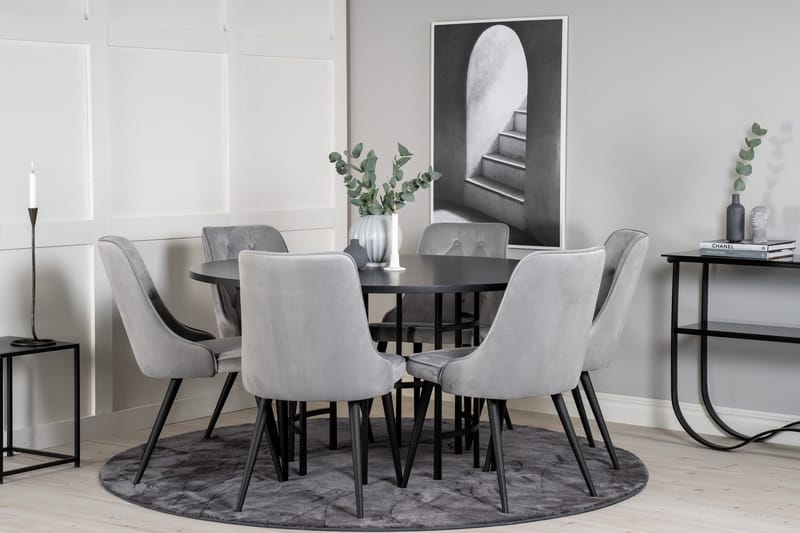 Copenhagen Matgrupp 140 cm Rund med 6 Velvet Deluxe stolar - Möbler - Bord & matgrupper - Matgrupper