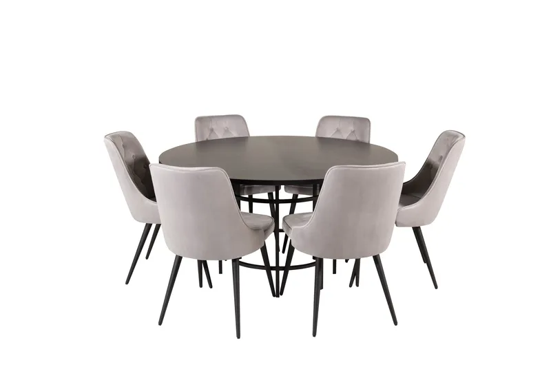 Copenhagen Matgrupp 140 cm Rund med 6 Velvet Deluxe stolar, undefined