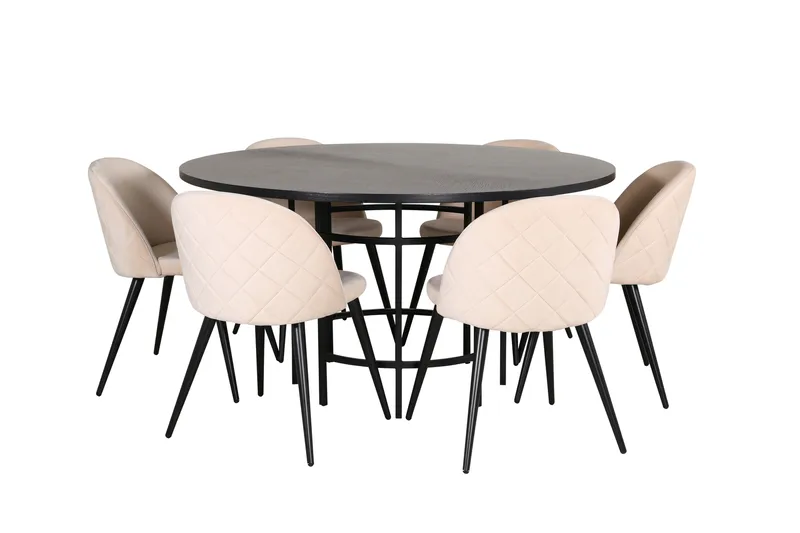 Copenhagen Matgrupp 140 cm Rund med 6 Velvet stolar, undefined