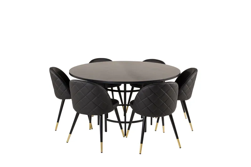 Copenhagen Matgrupp 140 cm Rund med 6 Velvet stolar - Möbler - Bord & matgrupper - Matgrupper
