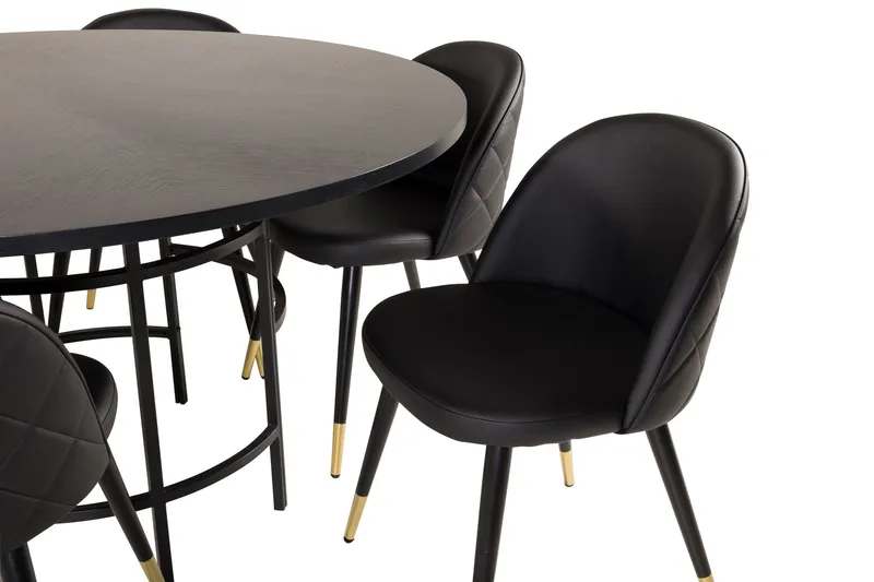 Copenhagen Matgrupp med 6 Valera Matstolar Mässing/Svart - Furniture Fashion - Möbler - Bord & matgrupper - Matgrupper