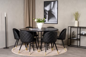 Copenhagen Matgrupp med 6 Valera Matstolar Mässing/Svart - Furniture Fashion - Möbler - Bord & matgrupper - Matgrupper
