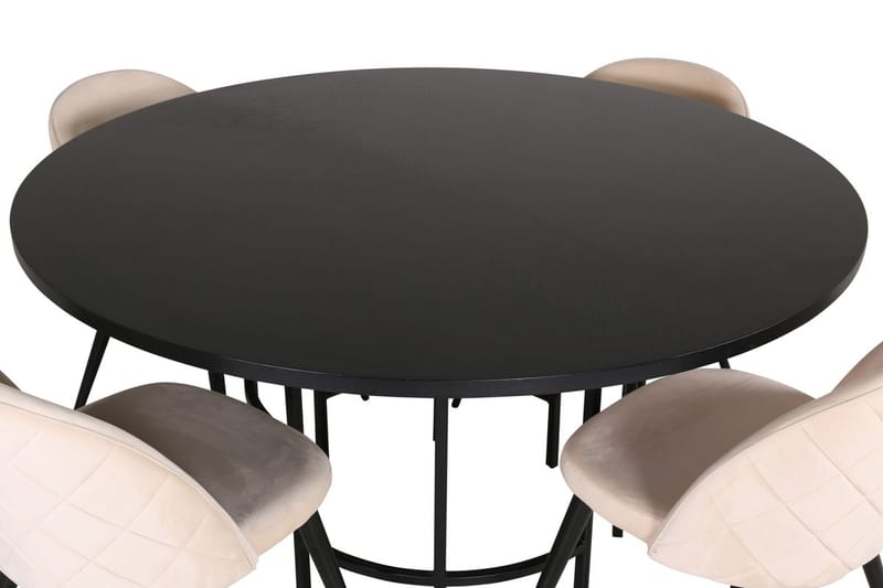 Copenhagen Rund Matgrupp 140 cm med 4 Velvet Matstolar - svart och beige - Möbler - Bord & matgrupper - Matgrupper
