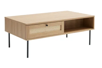 Cyndy 110 cm Rektangulärt Soffbord med Lådor i Ljust Trä - Beige - Möbler - Bord & matgrupper - Soffbord