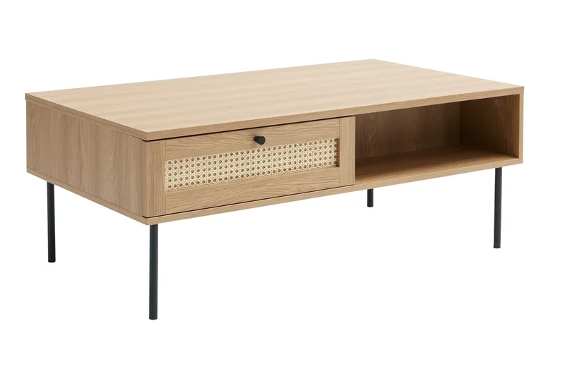 Cyndy 110 cm Rektangulärt Soffbord med Lådor i Ljust Trä - Beige - Möbler - Bord & matgrupper - Soffbord