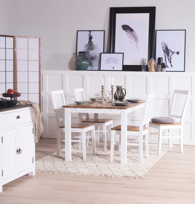 Dalarös matbord 140 cm - vit / oljad ek - Vit / Oljad ek - Möbler - Bord & matgrupper - Matbord & köksbord