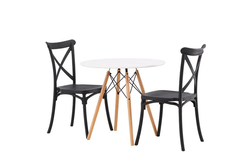 Danburi Matgrupp 60 cm Rund med 2 Crosett stolar - Svart - Möbler - Bord & matgrupper - Matgrupper