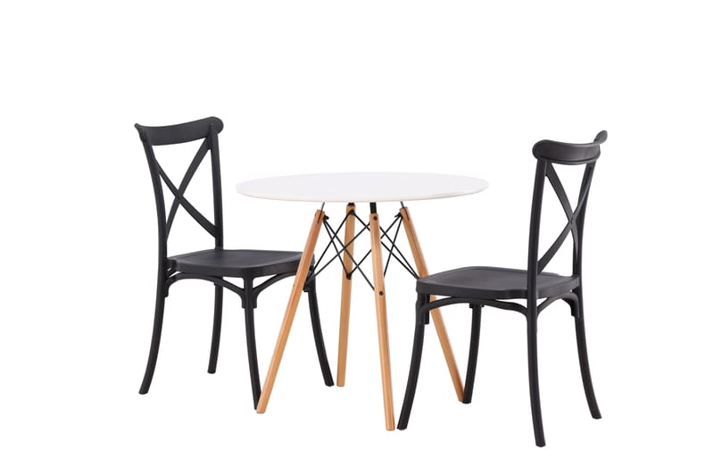 Danburi Matgrupp 60 cm Rund med 2 Crosett stolar - Svart - Möbler - Bord & matgrupper - Matgrupper