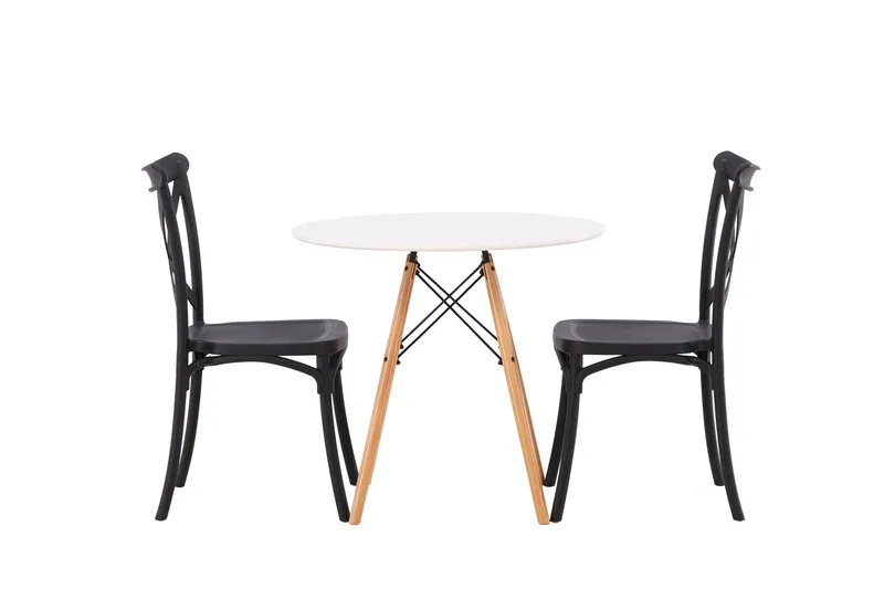 Danburi Matgrupp 60 cm Rund med 2 Crosett stolar - Svart - Möbler - Bord & matgrupper - Matgrupper