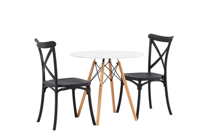 Danburi Matgrupp 60 cm Rund med 2 Crosett stolar - Svart - Möbler - Bord & matgrupper - Matgrupper