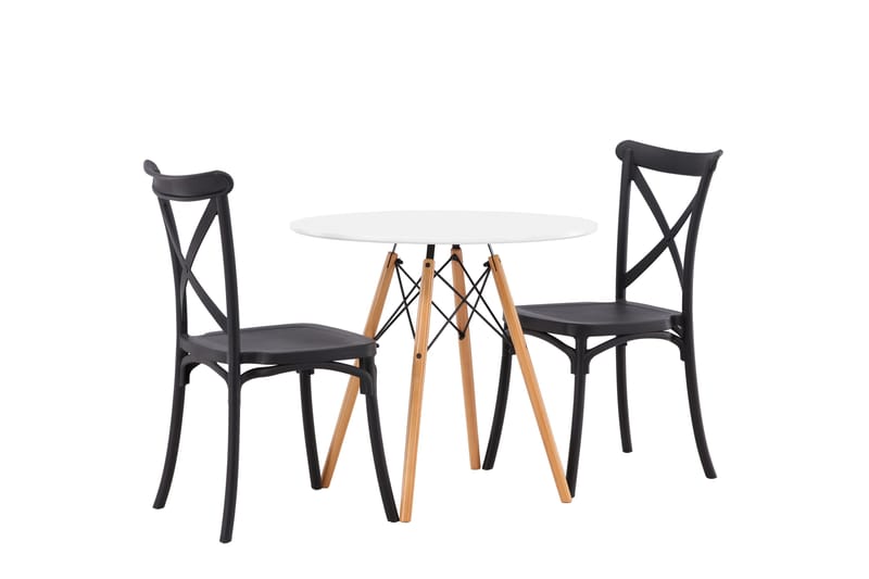 Danburi Matgrupp 60 cm Rund med 2 Crosett stolar - Svart - Möbler - Bord & matgrupper - Matgrupper