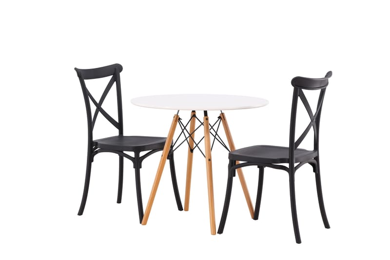 Danburi Matgrupp 60 cm Rund med 2 Crosett stolar - Svart - Möbler - Bord & matgrupper - Matgrupper