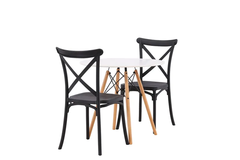 Danburi Matgrupp 60 cm Rund med 2 Crosett stolar - Svart - Möbler - Bord & matgrupper - Matgrupper