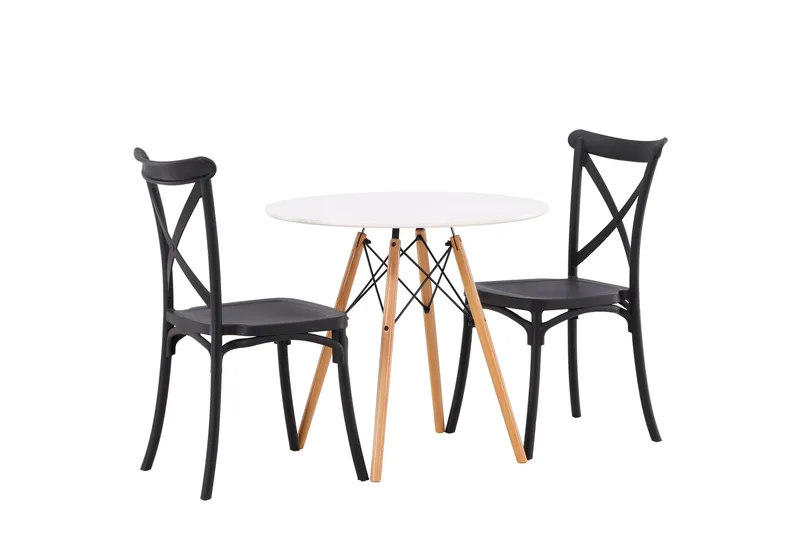 Danburi Matgrupp 60 cm Rund med 2 Crosett stolar - Svart - Möbler - Bord & matgrupper - Matgrupper