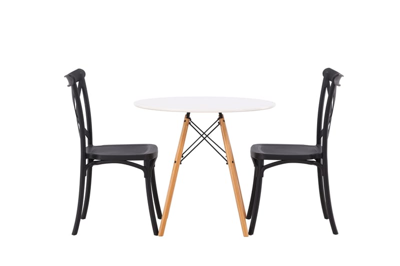 Danburi Matgrupp 60 cm Rund med 2 Crosett stolar - Svart - Möbler - Bord & matgrupper - Matgrupper