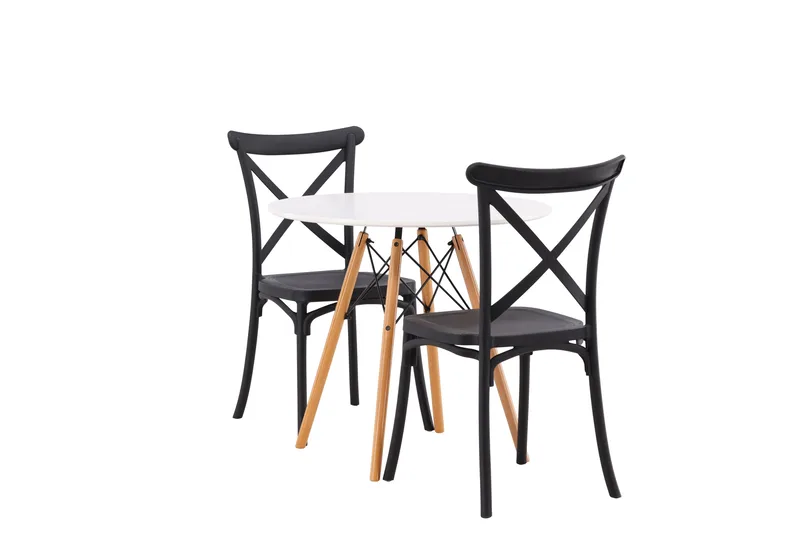 Danburi Matgrupp 60 cm Rund med 2 Crosett stolar - Svart - Möbler - Bord & matgrupper - Matgrupper