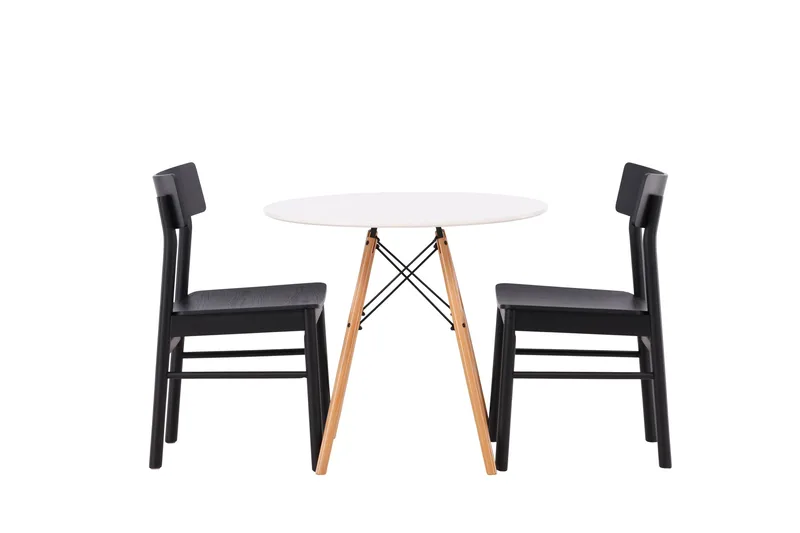 Danburi Matgrupp 60 cm Rund med 2 Montros stolar - Svart - Möbler - Bord & matgrupper - Matgrupper