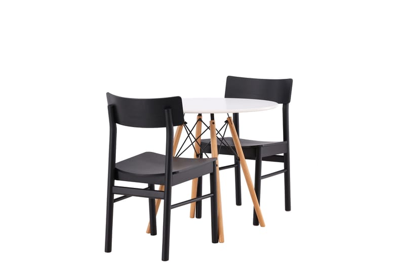 Danburi Matgrupp 60 cm Rund med 2 Montros stolar - Svart - Möbler - Bord & matgrupper - Matgrupper