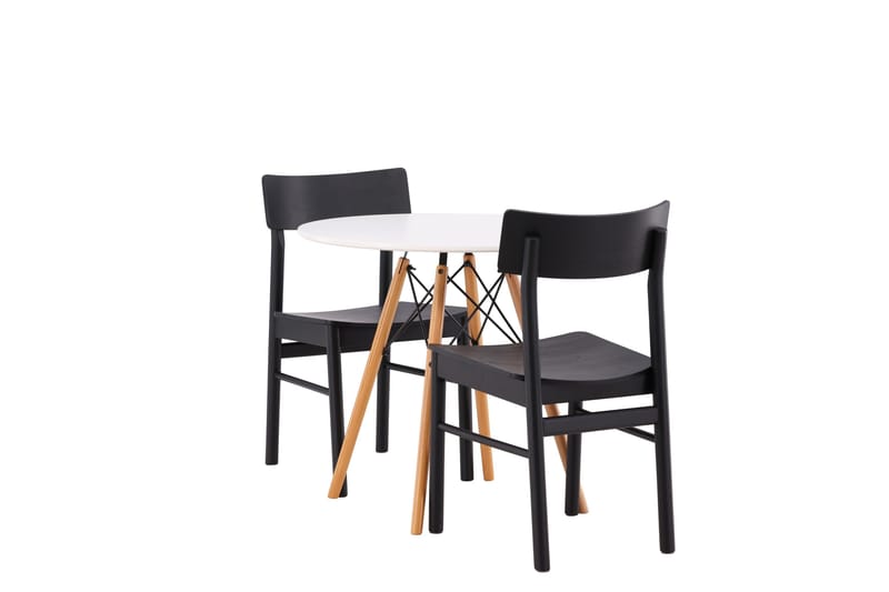 Danburi Matgrupp 60 cm Rund med 2 Montros stolar - Svart - Möbler - Bord & matgrupper - Matgrupper