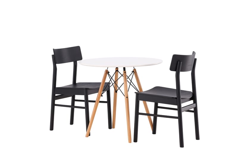 Danburi Matgrupp 60 cm Rund med 2 Montros stolar - Svart - Möbler - Bord & matgrupper - Matgrupper