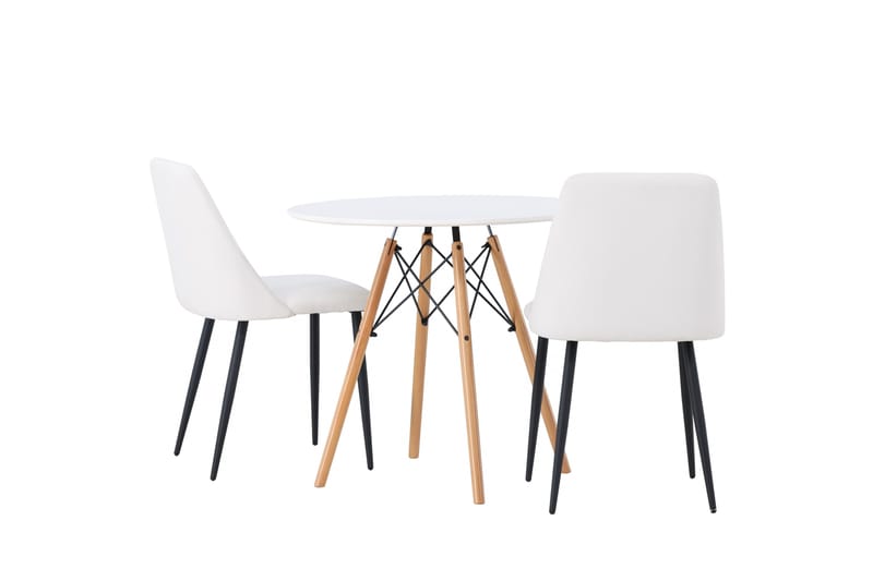 Danburi Matgrupp 60 cm Rund med 2 Night stolar - Vit - Möbler - Bord & matgrupper - Matgrupper