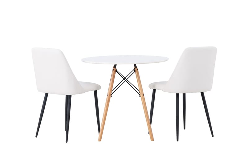 Danburi Matgrupp 60 cm Rund med 2 Night stolar - Vit - Möbler - Bord & matgrupper - Matgrupper