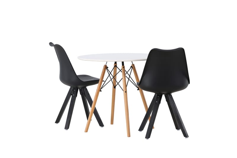 Danburi Matgrupp 60 cm Rund med 2 Zeno stolar - Svart - Möbler - Bord & matgrupper - Matgrupper