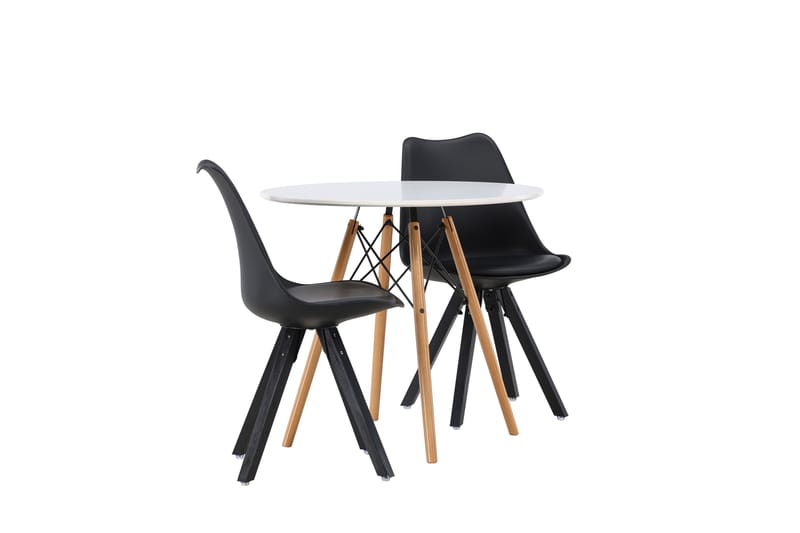 Danburi Matgrupp 60 cm Rund med 2 Zeno stolar - Svart - Möbler - Bord & matgrupper - Matgrupper