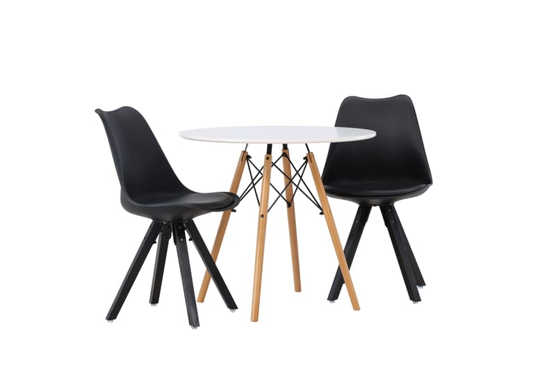 Danburi Matgrupp 60 cm Rund med 2 Zeno stolar - Svart - Möbler - Bord & matgrupper - Matgrupper