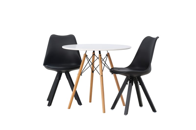 Danburi Matgrupp 60 cm Rund med 2 Zeno stolar - Svart - Möbler - Bord & matgrupper - Matgrupper