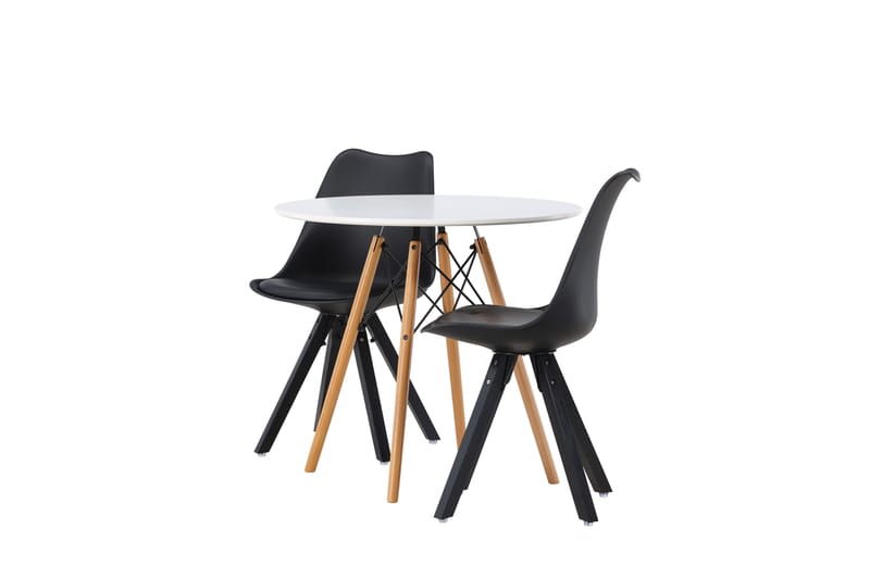 Danburi Matgrupp 60 cm Rund med 2 Zeno stolar - Svart - Möbler - Bord & matgrupper - Matgrupper