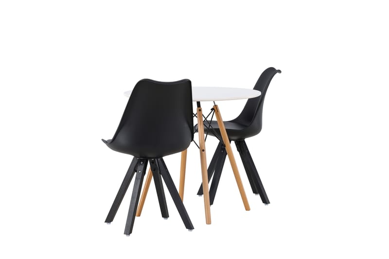 Danburi Matgrupp 60 cm Rund med 2 Zeno stolar - Svart - Möbler - Bord & matgrupper - Matgrupper