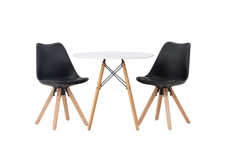 Danburi Matgrupp 60 cm Rund med 2 Zeno stolar - Svart - Möbler - Bord & matgrupper - Matgrupper