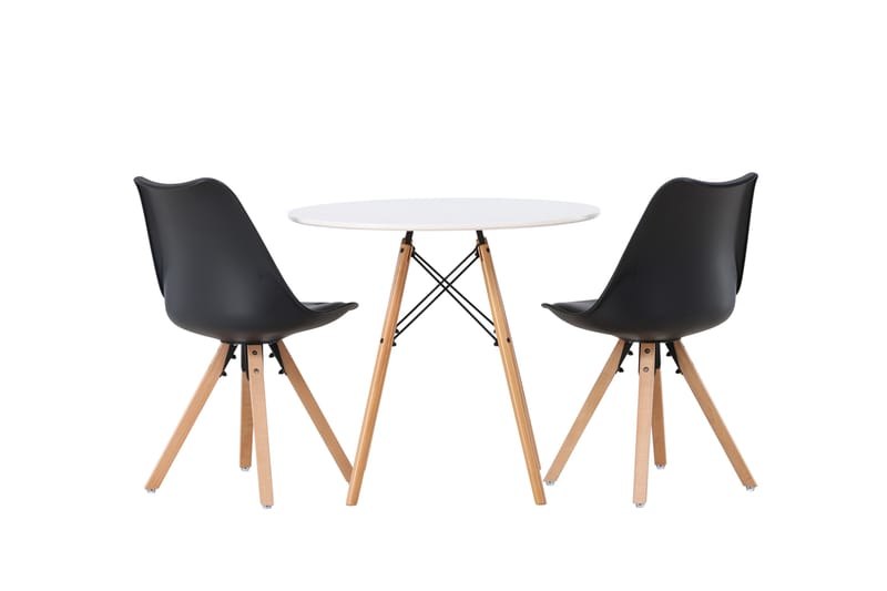 Danburi Matgrupp 60 cm Rund med 2 Zeno stolar - Svart - Möbler - Bord & matgrupper - Matgrupper