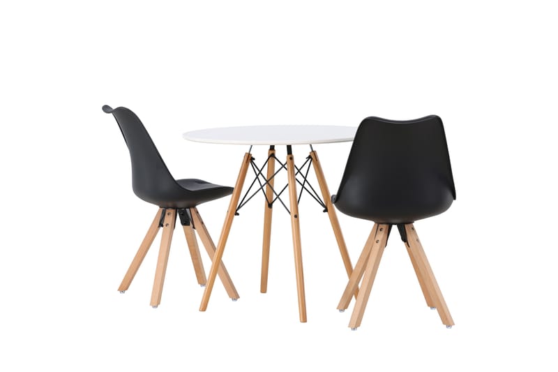 Danburi Matgrupp 60 cm Rund med 2 Zeno stolar - Svart - Möbler - Bord & matgrupper - Matgrupper