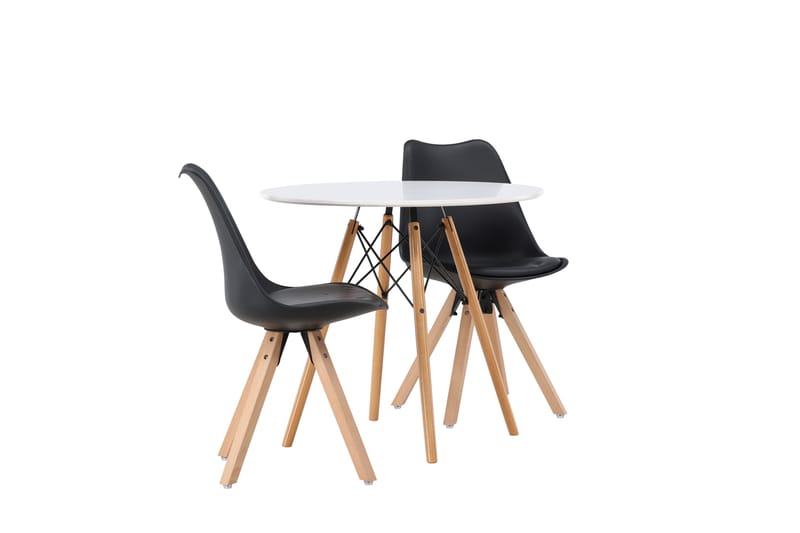 Danburi Matgrupp 60 cm Rund med 2 Zeno stolar - Svart - Möbler - Bord & matgrupper - Matgrupper