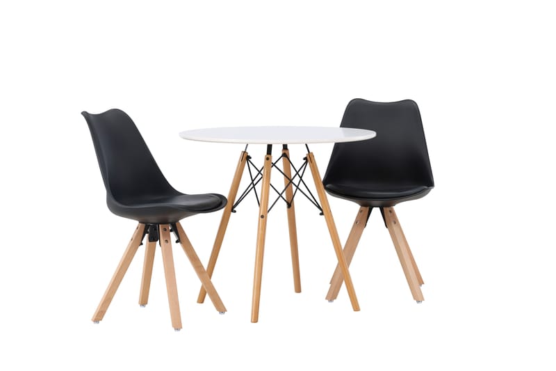 Danburi Matgrupp 60 cm Rund med 2 Zeno stolar - Svart - Möbler - Bord & matgrupper - Matgrupper